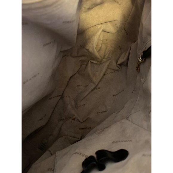 Brahmin Black Croc-Embossed Leather Satchel 14"x5"x11.5" With Top Handle - Picture 7 of 8